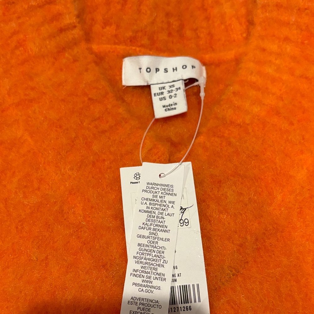Topshop V-Neck Sweater Vest in Orange and Stripes NWT - Picture 2 of 5